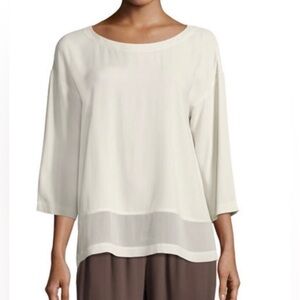 Eileen Fisher 100% Silk Blouse in bone NEW